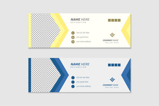 Creative, modern and minimal email signature template or email footer template for business or corporate and personal social media cover Premium Vector