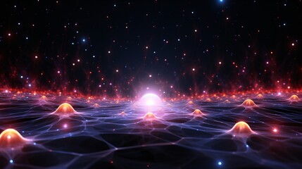 A pulsating star core forming intricate geometrical energy grids