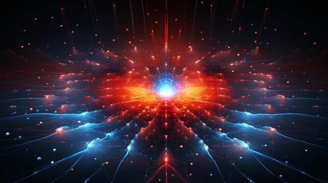 A pulsating star core forming intricate geometrical energy grids