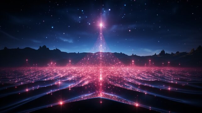 A pulsating star core forming intricate geometrical energy grids