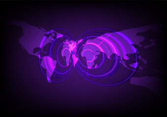 Abstract background with global futuristic perspective map