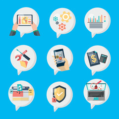 Business technology element collection with flat design style