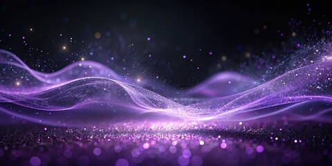 Fototapeta premium Abstract Purple Glimmering Wave Background with Sparkling Dust Particles and Shimmering Lights for Elegant Design