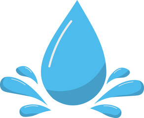 Set of flat colored icons with natural elements and symbols of water in different forms and shapes