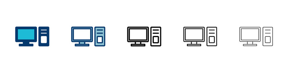 Computer icon vector isolated on white background. PC Icon vector. Computer monitor icon. Flat PC symbol