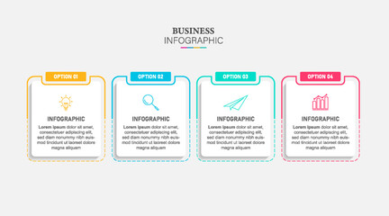 Infographic design with icons and 4 options or steps. Thin line vector. Infographics business concept. Can be used for info graphics, flow charts, presentations, web sites, banners, printed materials.