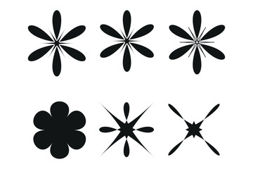 Abstract Black Flower Silhouettes Vector Illustration On White Background