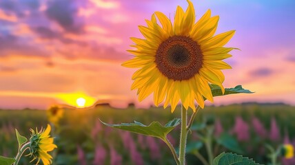 sunflower in full bloom in an open field