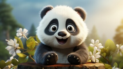 Fototapeta premium Cute Cartoon Panda Character Celebrating International Panda Day