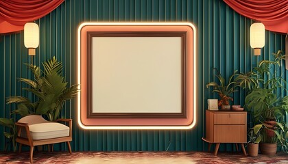 Artistic gallery interior design modern studio digital artwork vibrant environment wide angle creative space inspiration