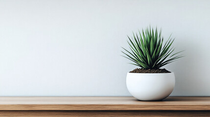 Potted plant against a white wall, minimalist decor. Ideal for home decor blogs, plant care websites, interior design articles, minimalist aesthetic layouts, and natural living themes.