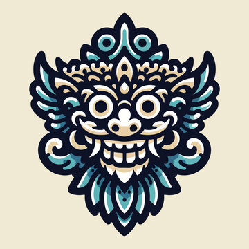 Grinning Tribal Bali Barong Demon Face Artwork