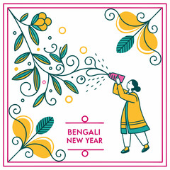 an image of the Bengali new year festival related vector design on a white background