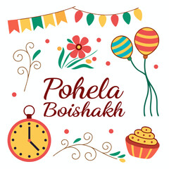 an image of the Bengali new year festival related vector design on a white background