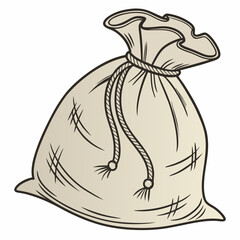 A sketch of a sack vector design is on a white background 