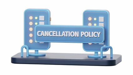 Illustrative Representation of Cancellation Policy in 3D Neon Style