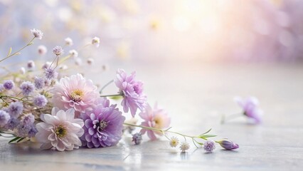 Delicate pastel blossoms arranged on a soft surface, creating a serene and elegant floral composition, perfect for celebrating springtime or expressing gentle sentiments