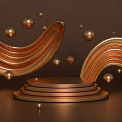 Bronze Podium on Warm Brown Background