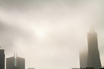 The City Financial District Shrouded in Fog, San Francisco, California, USA