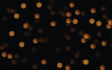 Gold bokeh vector, warm light circles on black.  Blurred, festive effect.  Abstract, glowing texture.  Elegant, luxurious design.  Perfect for holiday cards, night scenes, and atmospheric visuals.