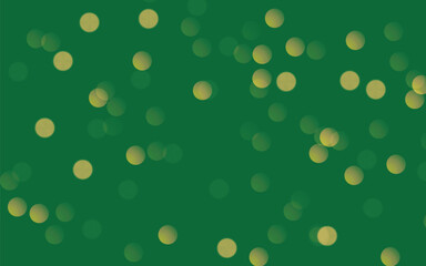 Green bokeh background vector, soft yellow circles.  Blurred, festive effect.  Abstract, glowing texture.  Nature-inspired, elegant design.  Perfect for holiday cards, St. Patrick's Day, and atmospher
