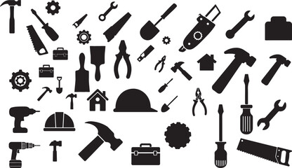 Expanded Solid Black Tool Icon Set