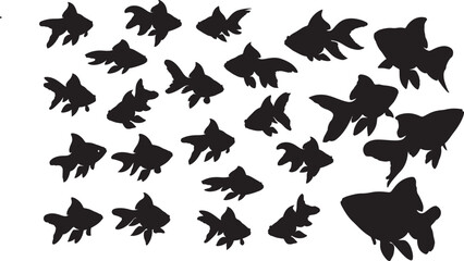 Goldfish Silhouettes – Solid Black Silhouettes