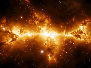 Fototapeta premium A stunning, high-resolution cosmic nebula with fiery orange hues and stars