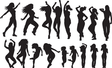 Happy Woman Dancing Zumba Silhouette