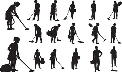 Obraz premium Housekeeping Silhouette Set