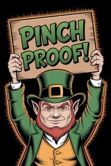  St. Patrick's Day illustration with a leprechauns holding a wooden sign