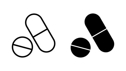 Pills icon vector. capsule icon. Drug sign and symbol