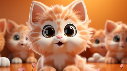 Cute Orange Cat Character in 3D Render for Appreciation Day