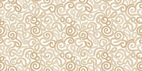 Abstract Beige and White Squiggle Patterns on White Background for Modern Interior Design and Minimalist Aesthetics