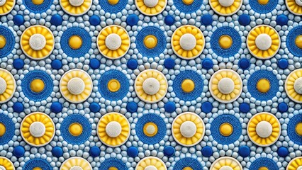 Abstract Dots Seamless Patterns Vector Set - Multicolor Backgrounds with Small Circles in Blue, White, and Yellow Mustard for Polka Dots Wallpaper Design