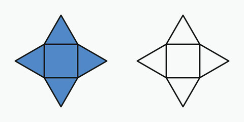 3D square pyramid shape nets exercise in mathematics.