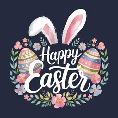 Easter watercolor style illustration bunny