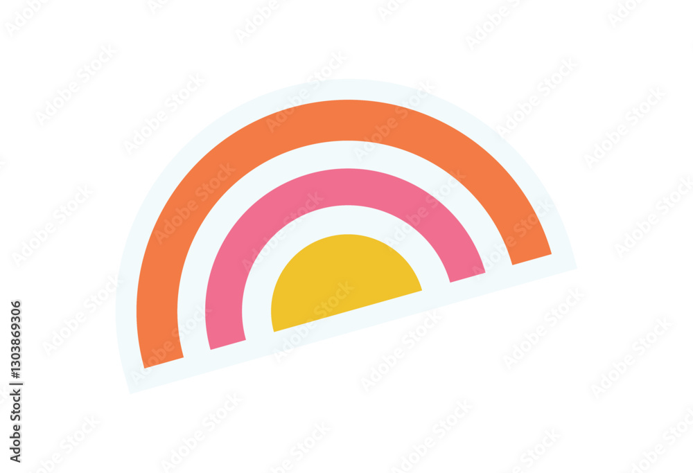 Wall mural brutalist rainbow shape sticker. bold curve element in modern style. abstract icon with flat graphic