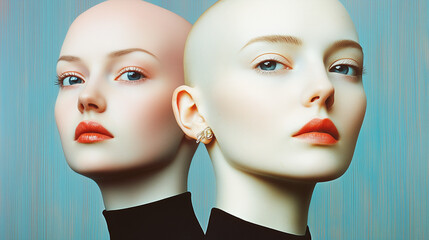 Exploring beauty and confidence through alopecia in a striking artistic presentation of two figures