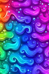 Abstract fluid shapes with vibrant colors and spherical accents backdrop