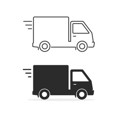 Fototapeta premium Delivery truck icon set. Vector isolated illustration. 