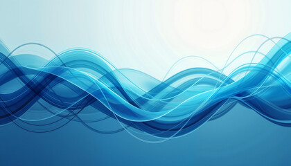 Fototapeta premium Abstract flowing blue waves on a white background