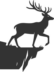 Fototapeta premium A deer walking along a cliff edge animal vector silhouette