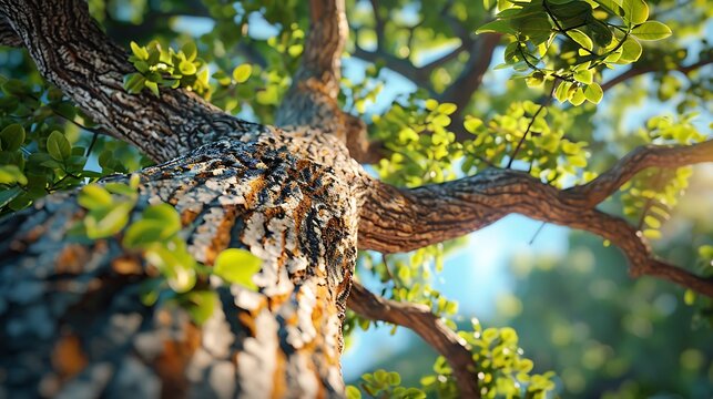 Photorealistic tree with branches and trunk outside in nature - Powered by Adobe