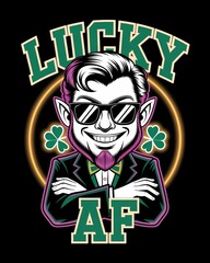 St. Patrick's Day illustration with a leprechaun for t-shirt print