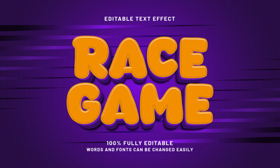 race game editable text effect with a game and joyful text style