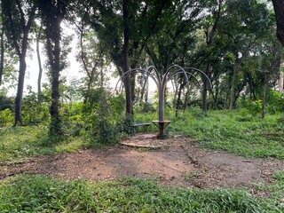 an abandoned park in the woods