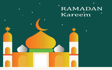 Naklejka premium Ramadan Kareem islamic cultural festival decorated with mosque vector.