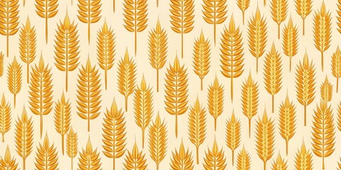 Flat Design Wheat Field with Golden Stalks Patterns on Soft Beige Background for Modern Decor and Agricultural Themes