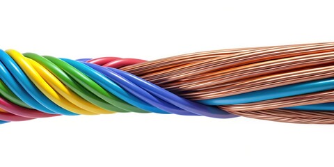 High-Quality Insulated Electrical Wire Isolated on White Background for Electrical Components, Wiring, and DIY Projects - Perfect for Technical Illustrations and Product Showcase